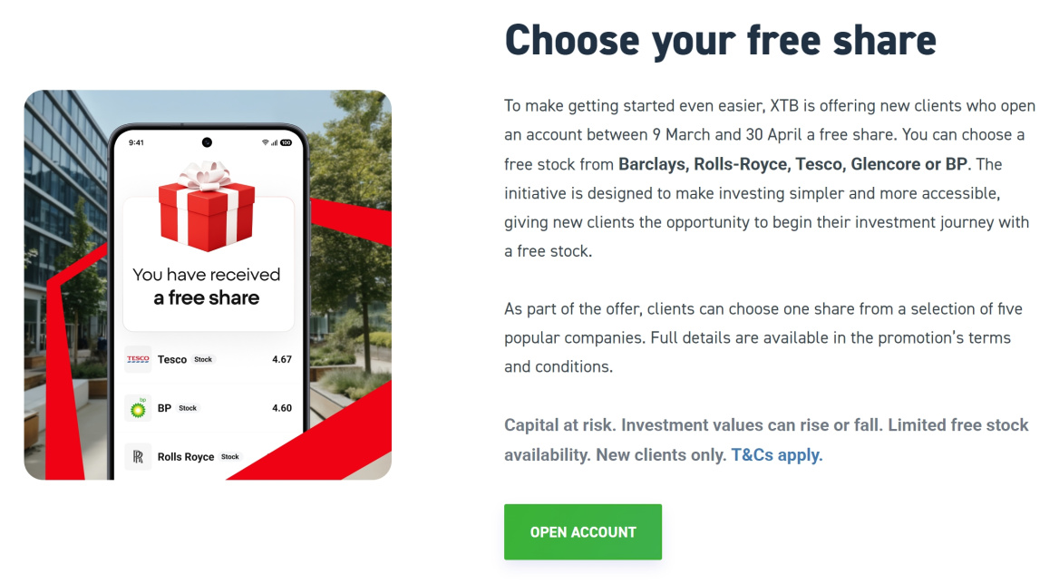 choose your free share at XTB